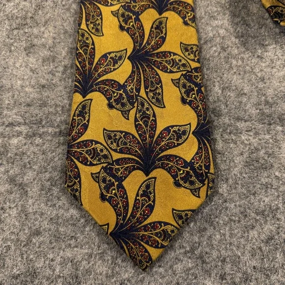 Stefano Ricci Tie Mens Yellow Gold Blue Floral Paisley Silk Necktie Italy Luxury